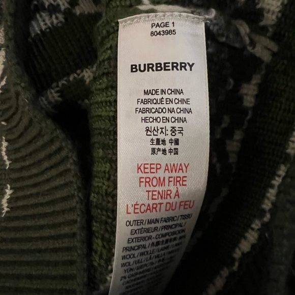 Burberry Kids NWT Mini Tomleigh Moss Green Fair Isle Sweater - Picture 9 of 11
